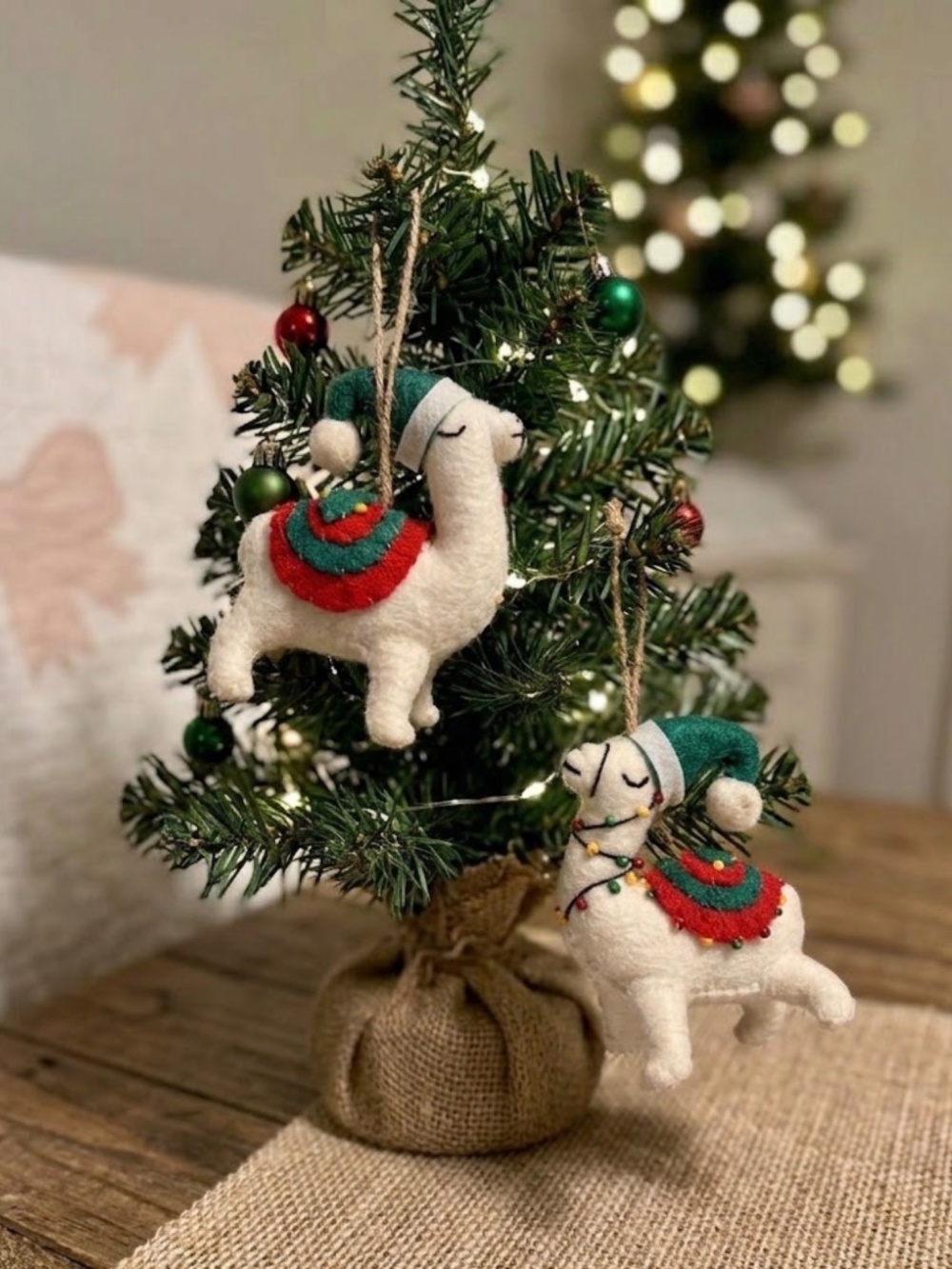 NWT - Jingles & Joy Felt Llama Christmas Ornaments Set of 2